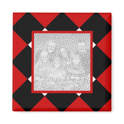 Chequered black  white  n red frame magnet by marcya7