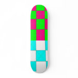 chequered blue and green, pink green blue skateboards