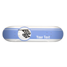 Chequered Flag; Blue Skate Deck