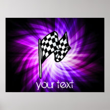 Chequered Flag; purple Posters