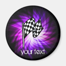 Chequered Flag; purple Refrigerator Magnets