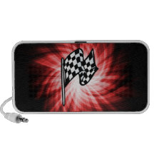 Chequered Flag; red iPod Speakers