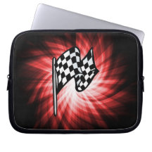 Chequered Flag; red Laptop Computer Sleeve