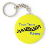 Chequered Flag Swoop Race Team Keychain