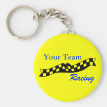 Chequered Flag Swoop Race Team Keychain