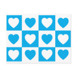 Chequered Hearts - Cyan Blue