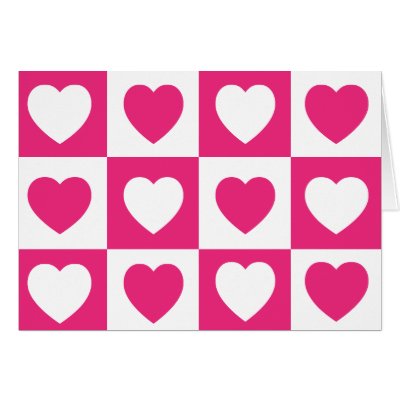 Chequered Hearts - Hot Pink Card by imaginarystory