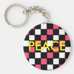 chequered, PEACE Key Chain