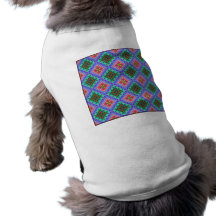 Chequered Pink and Terquoise Fractal Pattern Dog Tee
