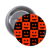 Chequered Pumpkin Face Pin