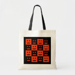 Chequered Pumpkin Face Tote Bag