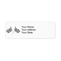 chequered racing flags graphic return address label