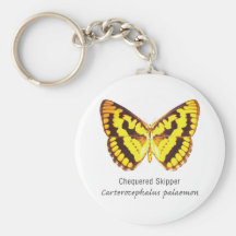 Chequered Skipper Butterfly with Name Key Chains