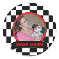Chequered Square Round Sticker