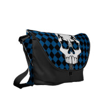 ChequerSkull (Blue) Messenger Bag