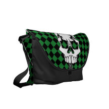 ChequerSkull (Green) Messenger Bag