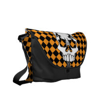 ChequerSkull (Orange) Messenger Bag