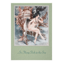 Cheri Herouard Mermaid & Shell Flat Invitation 5x7