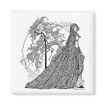Cherie Amour Vintage Fantasy Art Square Magnet