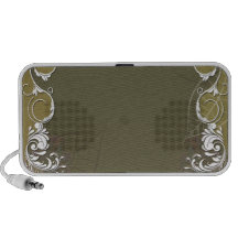 Cherishable floral design on dark olive green PC speakers