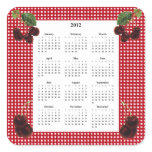 Cherries and Red & White Chequered 2012 Calendar Square Stickers