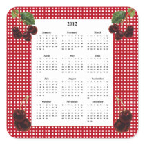Cherries and Red & White Chequered 2012 Calendar Square Stickers