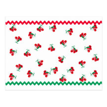 Cherries & Ric Rac Recipe Card Post Card