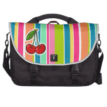 Cherries with Colorful Stripes Bags For Laptop