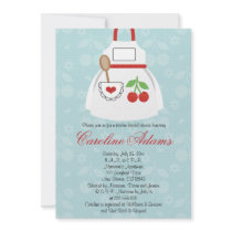 Cherry Apron Bridal Shower Invitation Red and Blue