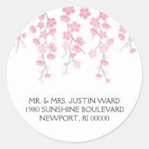 cherry blossom; address round sticker