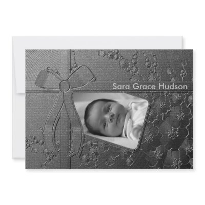 Cherry Blossom Black and White Birth Announcement by decembermorning