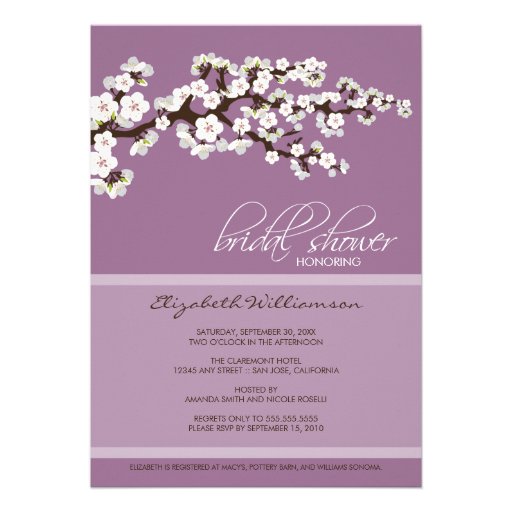 Cherry Blossom Bridal Shower Invitation (lavender)