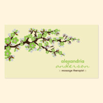 Cherry Blossom Custom Business Cards (green) business cards