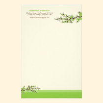 Cherry Blossom Custom Stationery (green) stationery