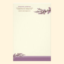 Cherry Blossom Custom Stationery (lavender) stationery