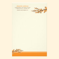 Cherry Blossom Custom Stationery (orange) stationery