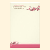 Cherry Blossom Custom Stationery (pink) stationery