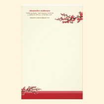 Cherry Blossom Custom Stationery (red) stationery