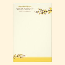 Cherry Blossom Custom Stationery (yellow) stationery