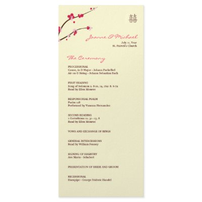 Cherry Blossom Double Happiness Wedding Program by InspiredWeddings