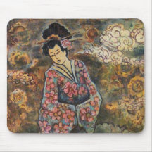 Cherry Blossom Geisha, Fine Art Products Mousepad