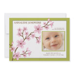 Cherry Blossom Girl Birth Announcement : baby lime