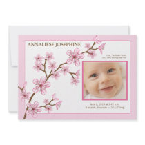 Cherry Blossom Girl Birth Announcement : baby pink