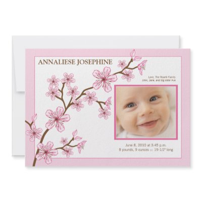 Cherry Blossom Girl Birth Announcement : baby pink by BabyShoppe