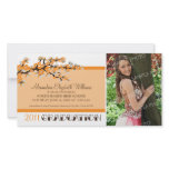 Cherry Blossom Graduation Announcement (orange) Photo Card