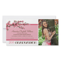 Cherry Blossom Graduation Announcement (pink) Custom Photo Card