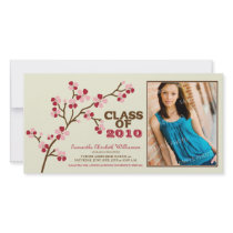 Cherry Blossom Graduation Announcement (red) Customized Photo Card