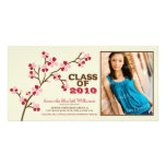 Cherry Blossom Graduation Announcement (red) Customized Photo Card