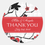 Cherry Blossom Modern Wedding Thank You Round Sticker