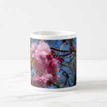 cherry blossom mug in pinks and blue